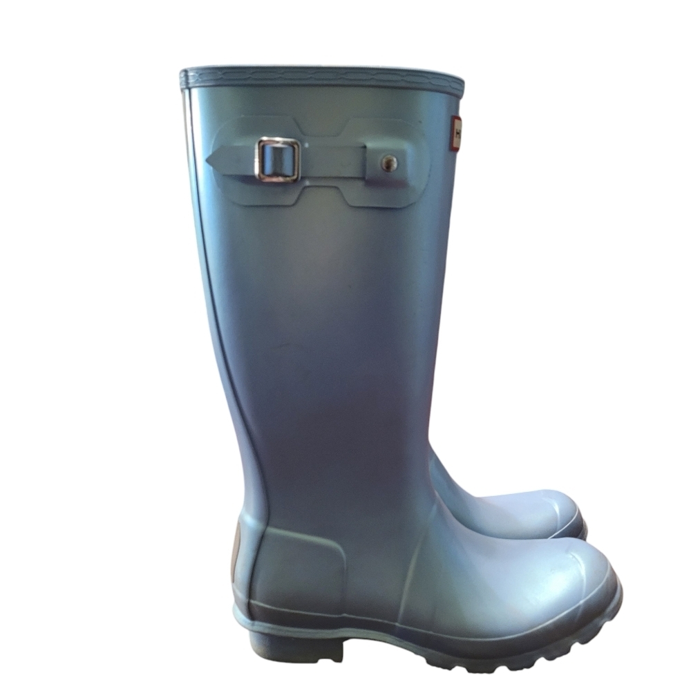 HUNTER metallic blue Original high GI rain boots - 6. D - Picture 2 of 11